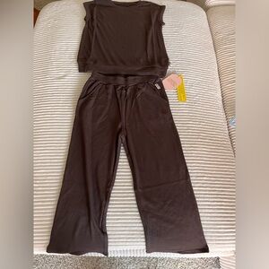 Bamboo espresso Ribbed lounge jogger set 8T NWT